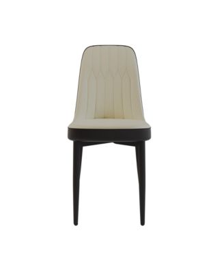 Streamdale Modern Dining Chair with PU Leather and Black Legs, Set of 4 (Beige and Black)
