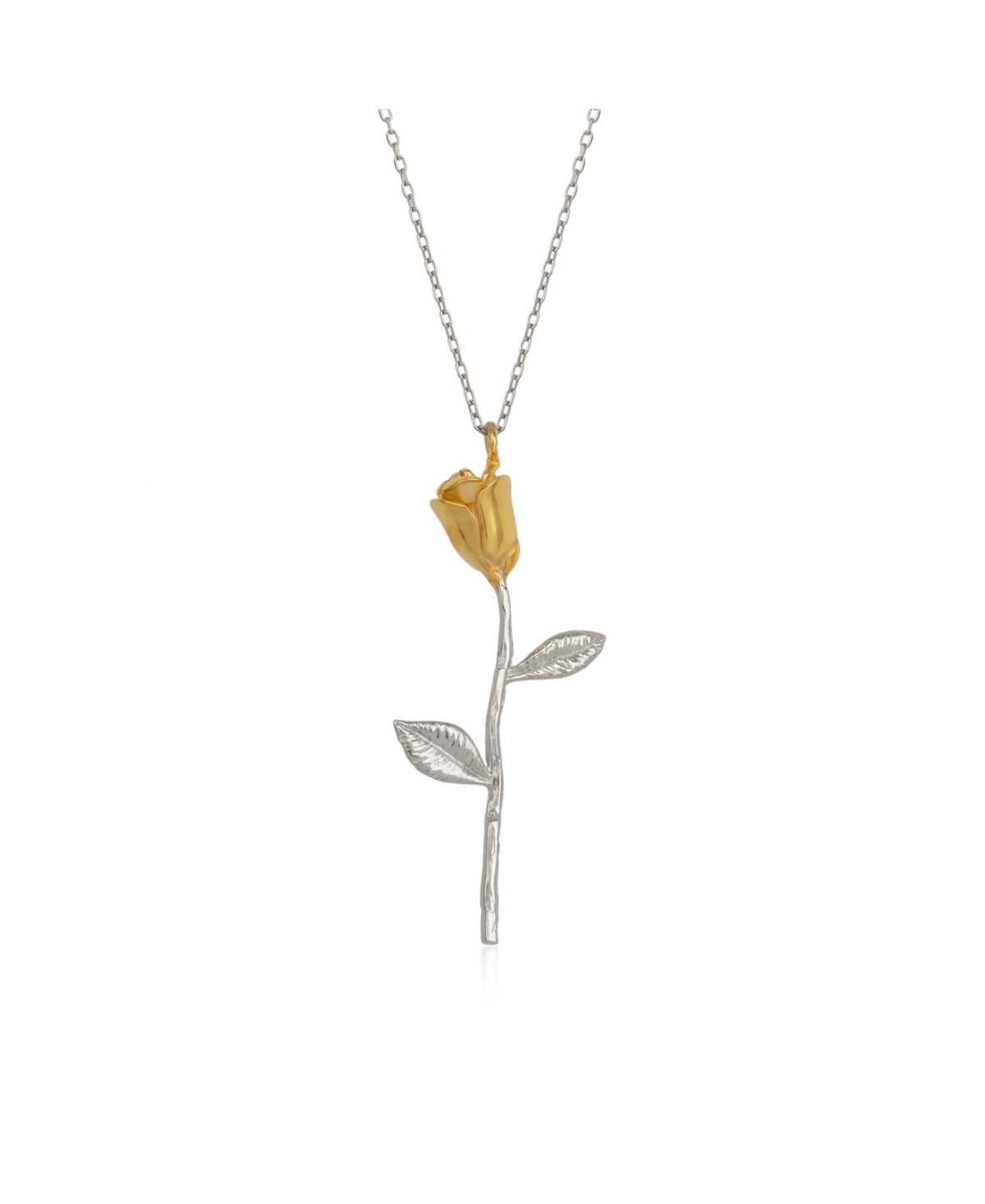 Gold Color Rose Sterling Silver Necklace - Silver