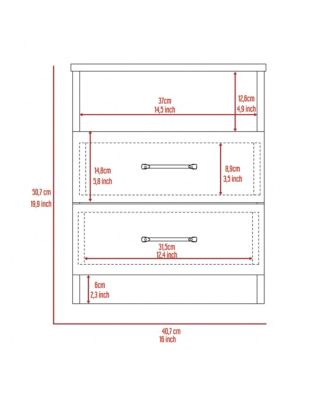 Nightstand with Open Compartment and Two Drawers for Bedroom Storage and Bedside Use