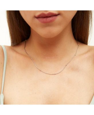 Italian Bead Chain Sterling Silver Satellite Necklace