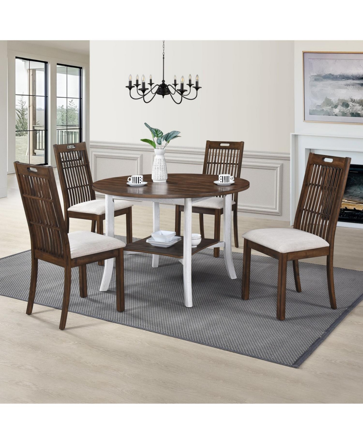 Streamdale Furniture Round Dining Furniture Set 1Table with 4 chairs