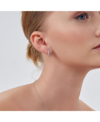 Pave Sterling Silver Hoop Earrings