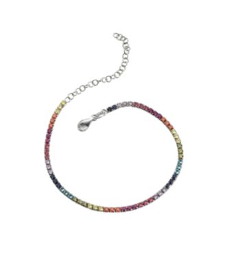 Rainbow Colourful Sterling Silver Tennis Bracelet