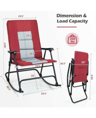 Foldable Rocking Padded Portable Camping Chair with Backrest and Armrest