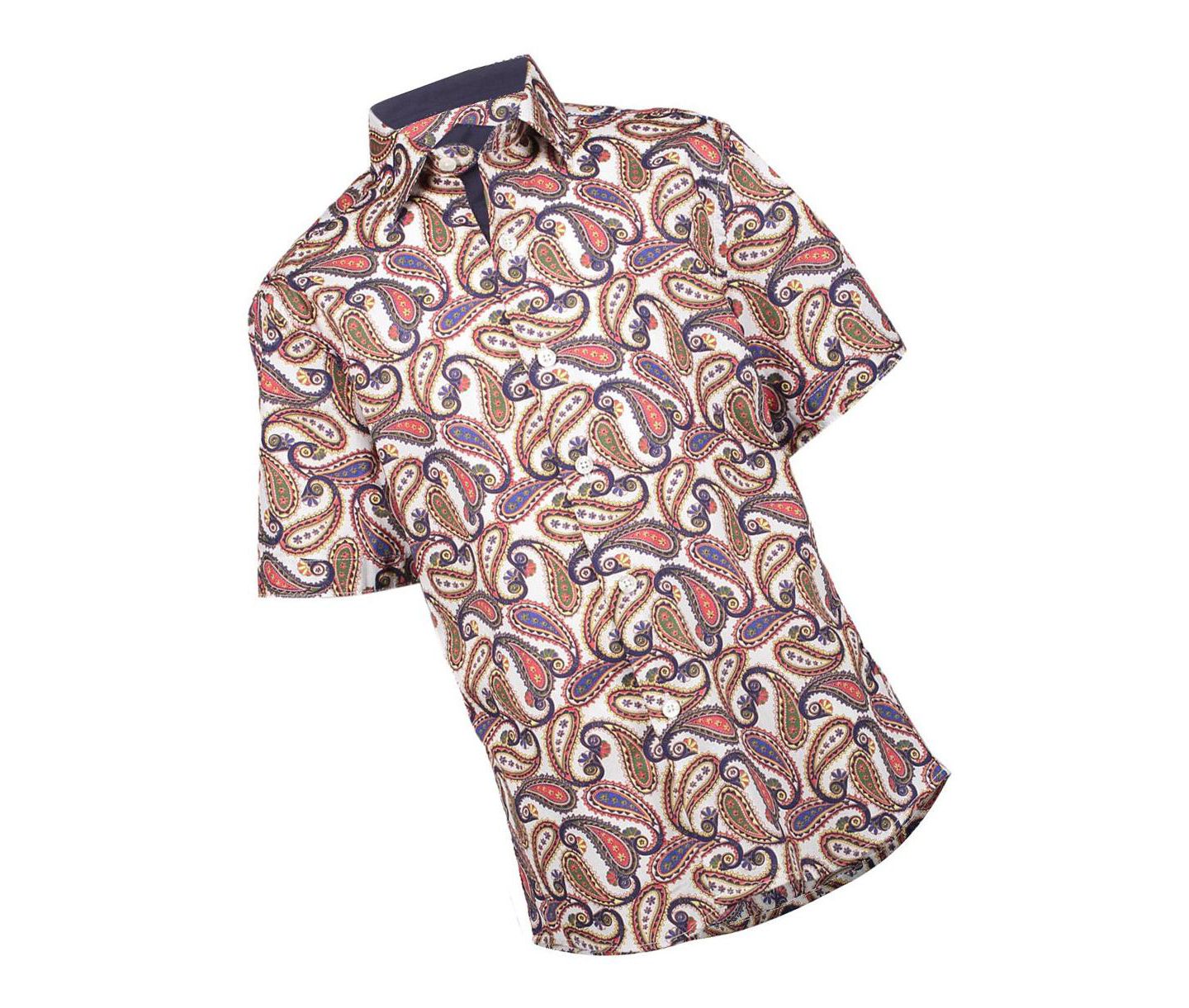 Рубашка Elie Balleh Royal Paisley Button-Down Slim Fit Short Sleeve Shirt для мальчиков, цвет: Синий — фото 2