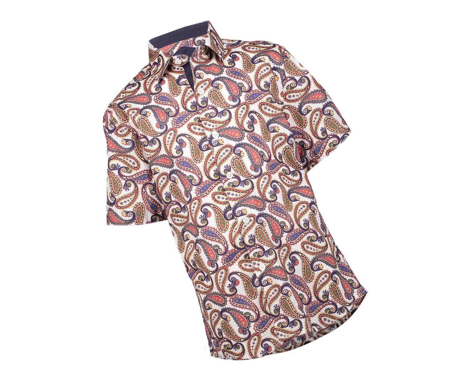 Big Boys Royal Paisley Button-Down Slim Fit Short Sleeve Shirt