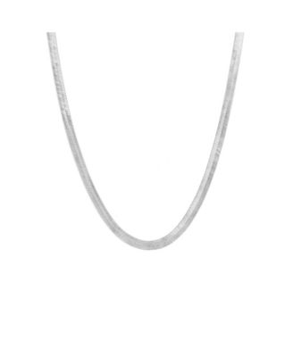 Spero London Bold Herringbone Sterling Silver Flat Snake Chain Necklace - Silver 75$