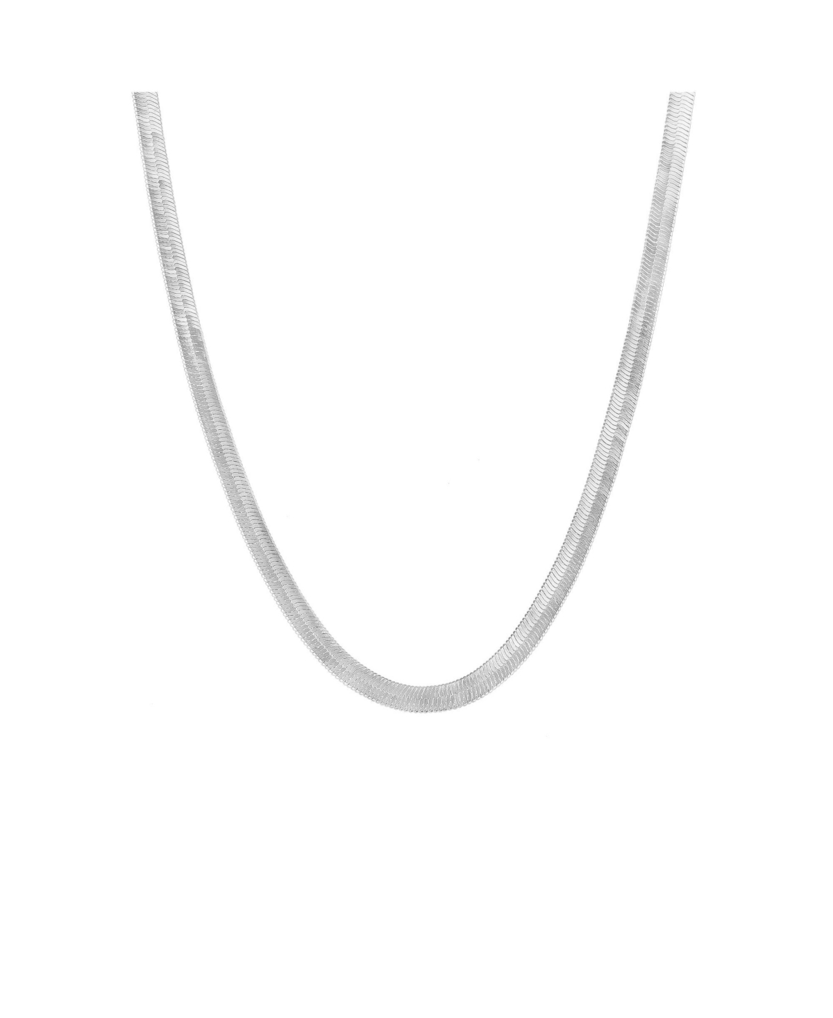 Bold Herringbone Sterling Silver Flat Snake Chain Necklace - Silver
