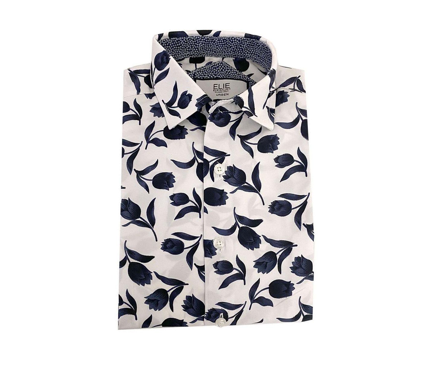 Рубашка Elie Balleh Blue Floral Button-Down Slim Fit Shirt для мальчиков, цвет: Синий — фото 1