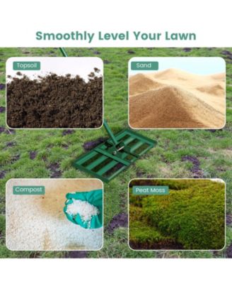 30 x 10 Inch Lawn Leveling Rake with Ergonomic Handle