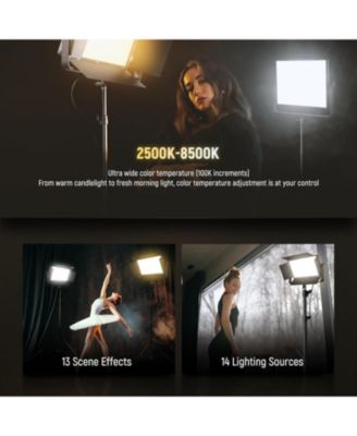 100W Bi Color LED Panel Video Light Kit, 960 LEDs 38600Lux0.5m 2500K-8500K CRI96+/TLCI97+ 0-100% Dimming, APP/2.4G/Panel/DMX Control for Pro Studio Photography Recording Stage Lighting, AP100B