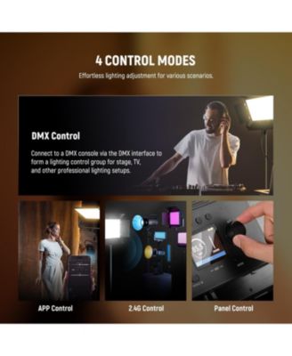 100W Bi Color LED Panel Video Light Kit, 960 LEDs 38600Lux0.5m 2500K-8500K CRI96+/TLCI97+ 0-100% Dimming, APP/2.4G/Panel/DMX Control for Pro Studio Photography Recording Stage Lighting, AP100B