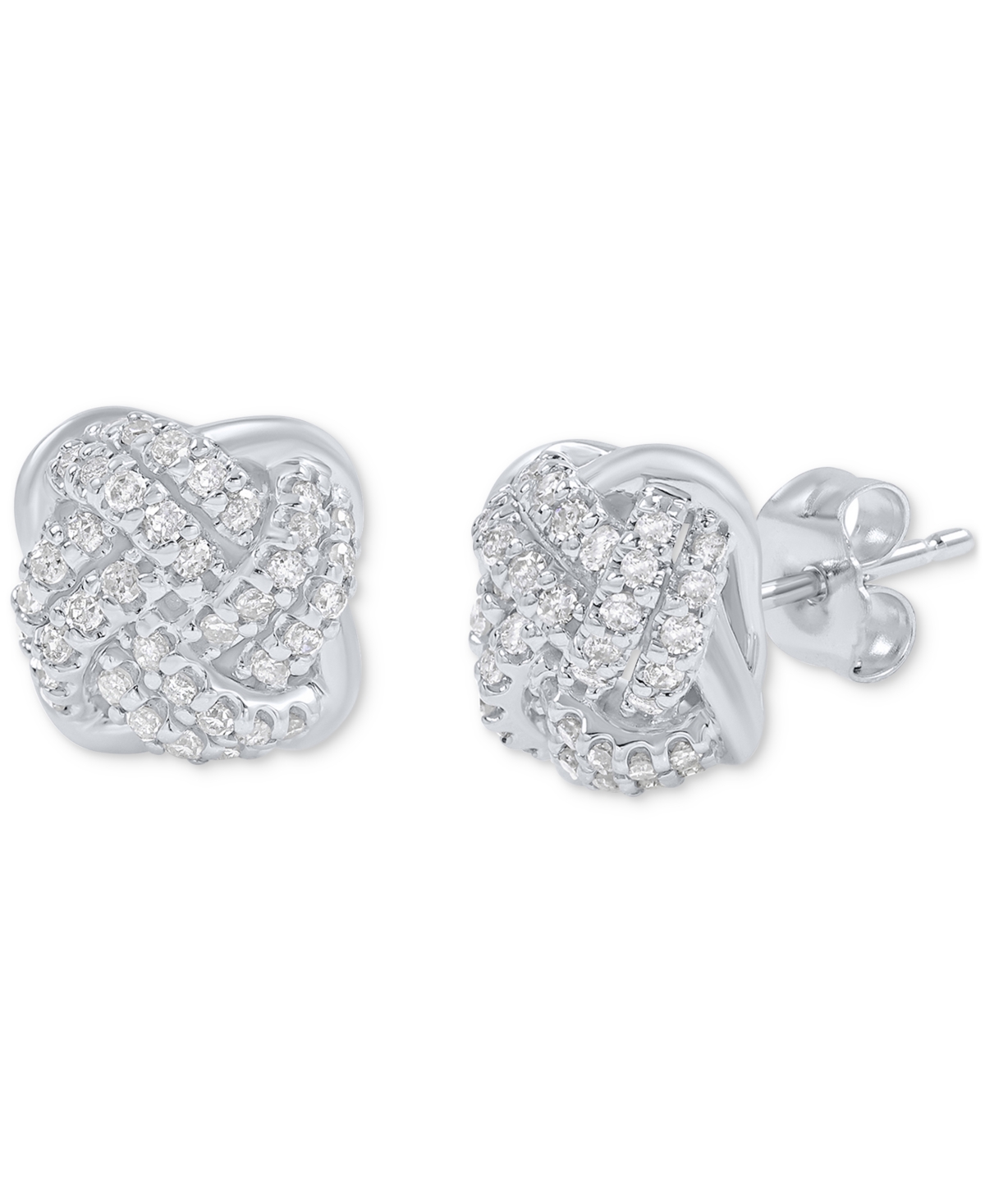 Diamond Love Knot Stud Earrings (1/3 ct. t.w.) in 10k White Gold - White Gold