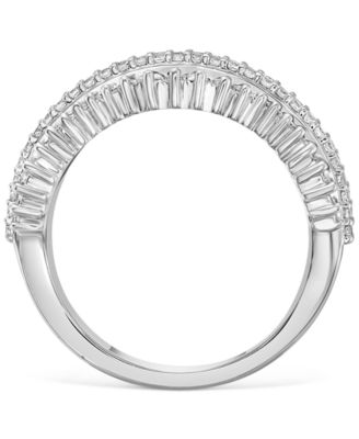 Diamond Round & Baguette Ring (1 ct. t.w.) in 10k White Gold