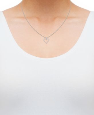 Diamond Heart 18" Pendant Necklace (1/2 ct. t.w.) in 14k White Gold