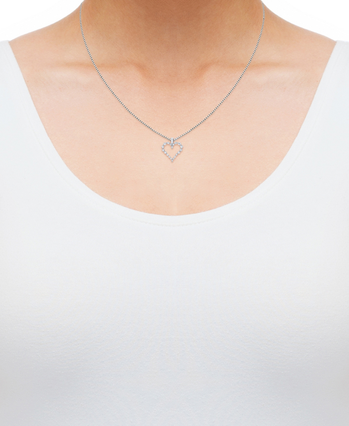 Macy's Diamond Heart 18" Pendant Necklace (1/2 Ct. T.w.) In 14k White Gold In Gold