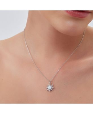 Opal Sun & Sunburst Necklace in Sterling