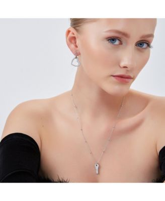 Chunky Heart Sterling Silver Drop Earrings