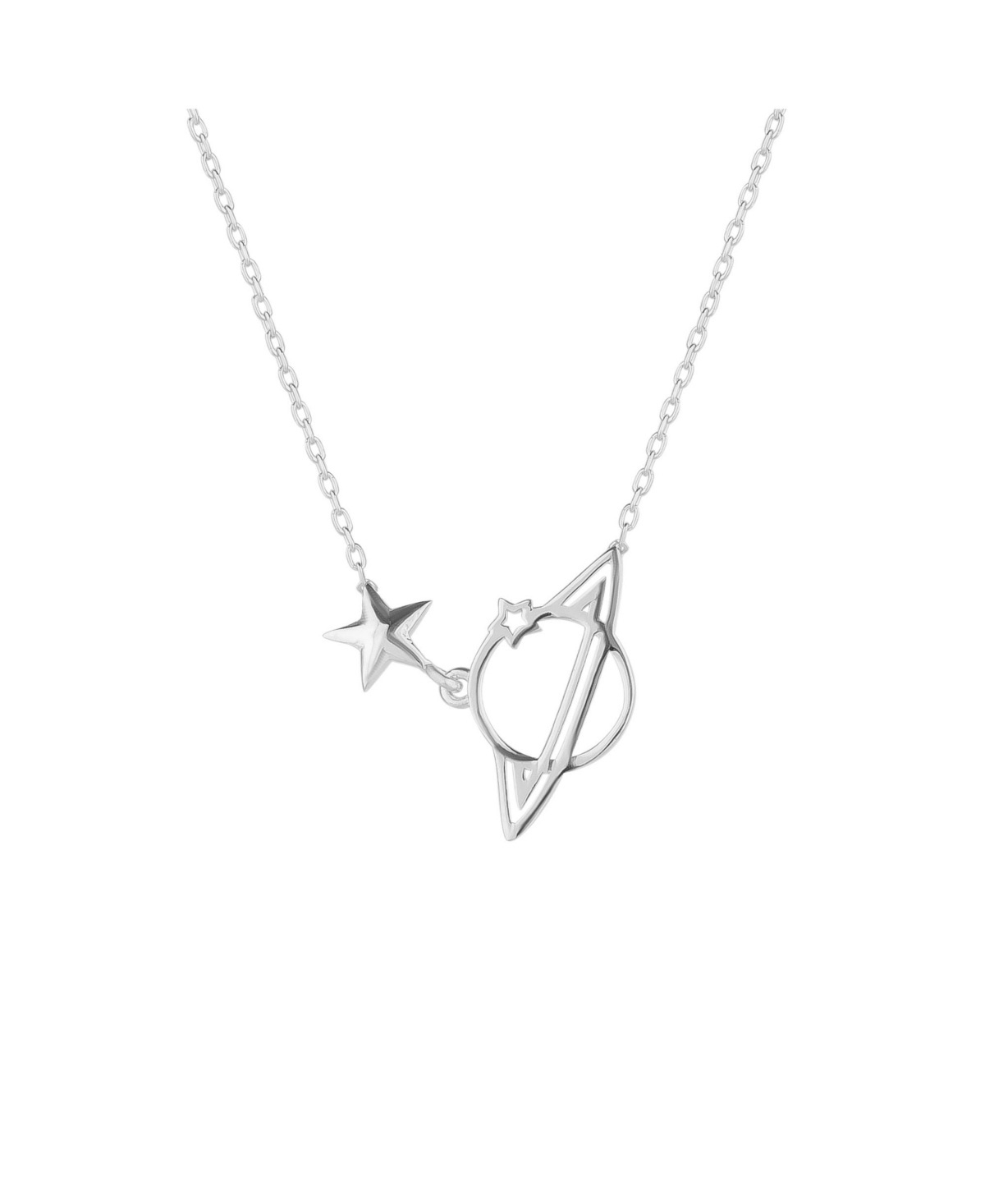 Sterling Silver Saturn Necklace - Silver