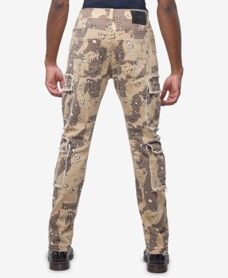 Men's Printed Cargo Pocket Denim Jeans