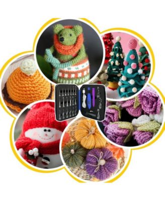 Rechargeable Lighted Crochet Hook Set with Stitch Counter, 22 Interchangeable Metal Heads, Ergonomic Handle – Gift for Knitters