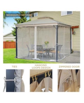 Rustproof Double Top Gazebo with Mosquito Curtains for Outdoor Enjoyment