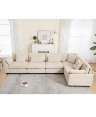 101" Corduroy Modular Deep Seating Sectional Sofa