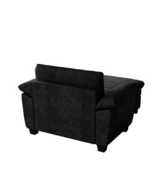 51" Black Chenille Chaise Lounge with Ottoman & Storage