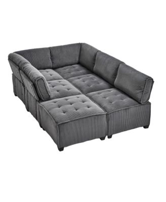 U-Shaped Modular Sectional Sofa with Reversible Chaise