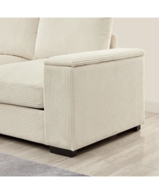 Corduroy Sectional Sofa with Ottomans