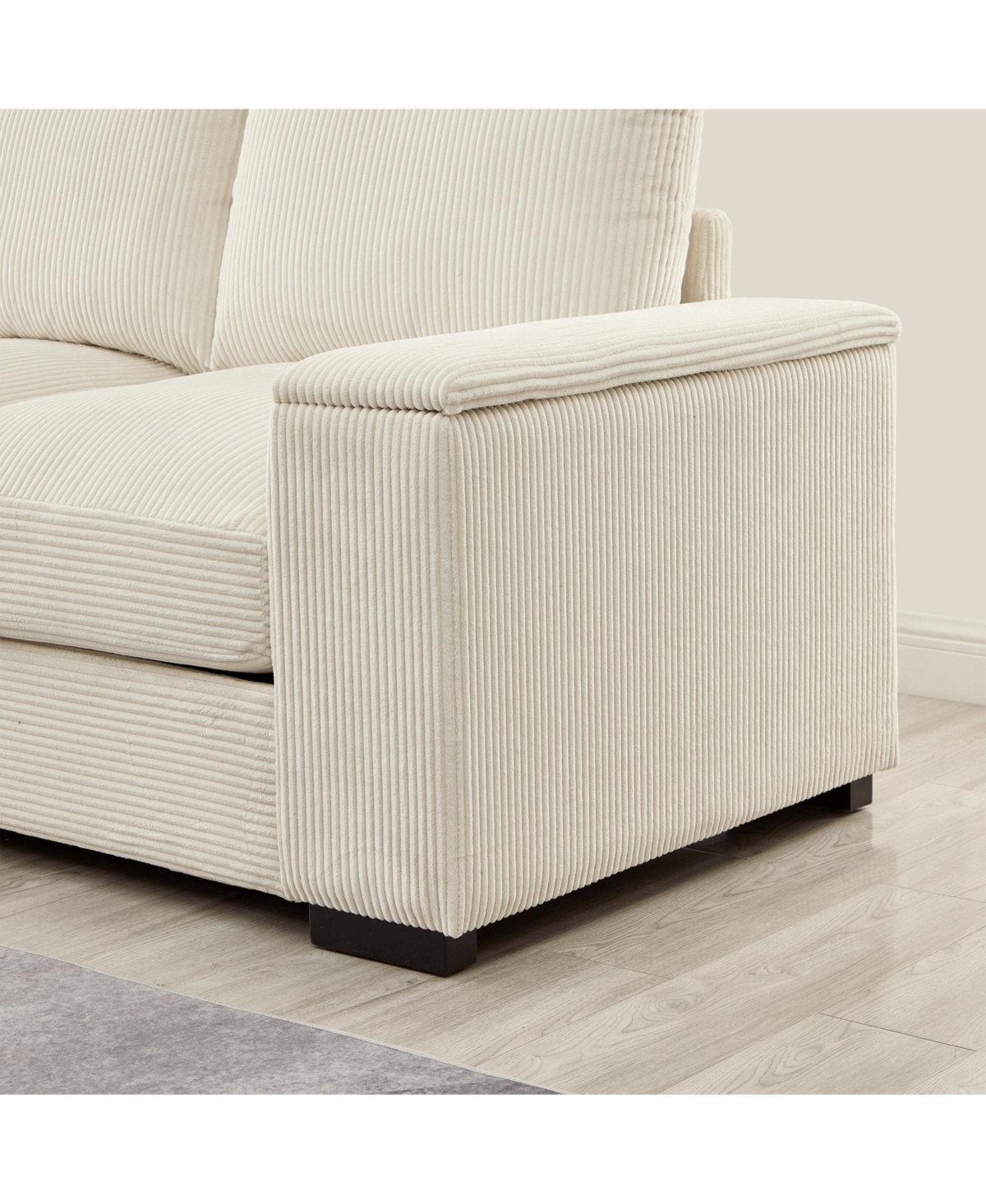 Streamdale Furniture Corduroy Sectional Sofa with Ottomans