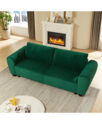 Streamdale Green Corduroy Convertible Sleeper Sofa with Storage
