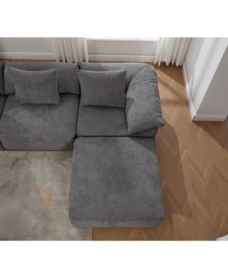 Streamdale 142" L-Shaped Chenille Sectional Sofa Sleeper with Ottoman, Gray