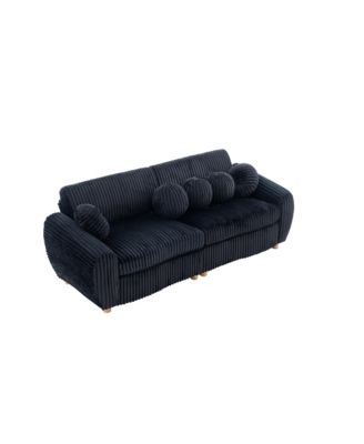 84" Black Corduroy Sofa Couch