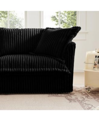 Black Corduroy Armchair Set with Pillows