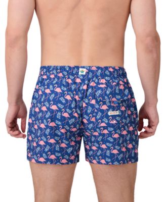 Men's Flamingo-Pattern Woven Swim Trunks