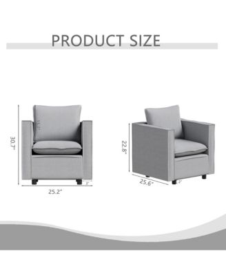 Streamdale 1-Piece Linen & Foam Accent Chair – Soft Cushion, Deep Seat, Rounded Armrests, Modern Single Sofa