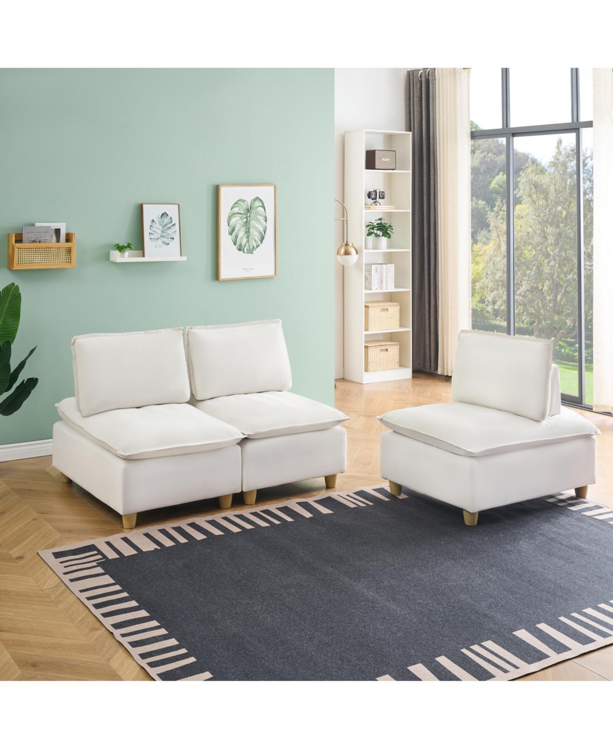 Streamdale Furniture Off-White Flannel 3-Seater Sofa: Modern Comfort in Living, Bedroom, Balcony