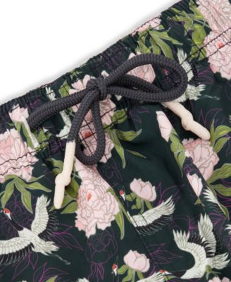 Sunset and Vines Men's Floral Woven Swim Trunks