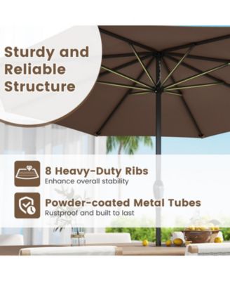 Outdoor Heavy Duty Market Umbrella with Crank Handle and 8 Sturdy Ribs