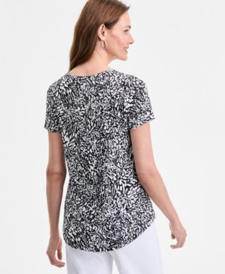 売れ筋商品|||ジェイエムコレクション カットソー トップス レディース Women's Solid Short-Sleeve Cold-Shoulder Top, Created for Macy's Deep Black JM Collection Women's Short-Sleeve Cold-Shoulder Top