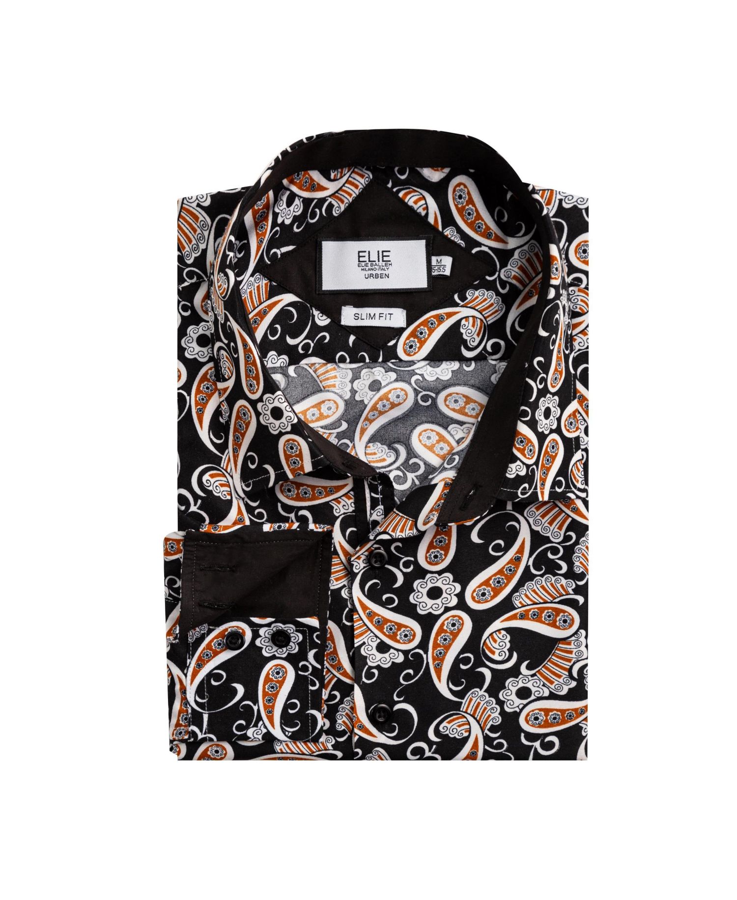 Big Boys Black Paisley Sport Slim Fit Shirt