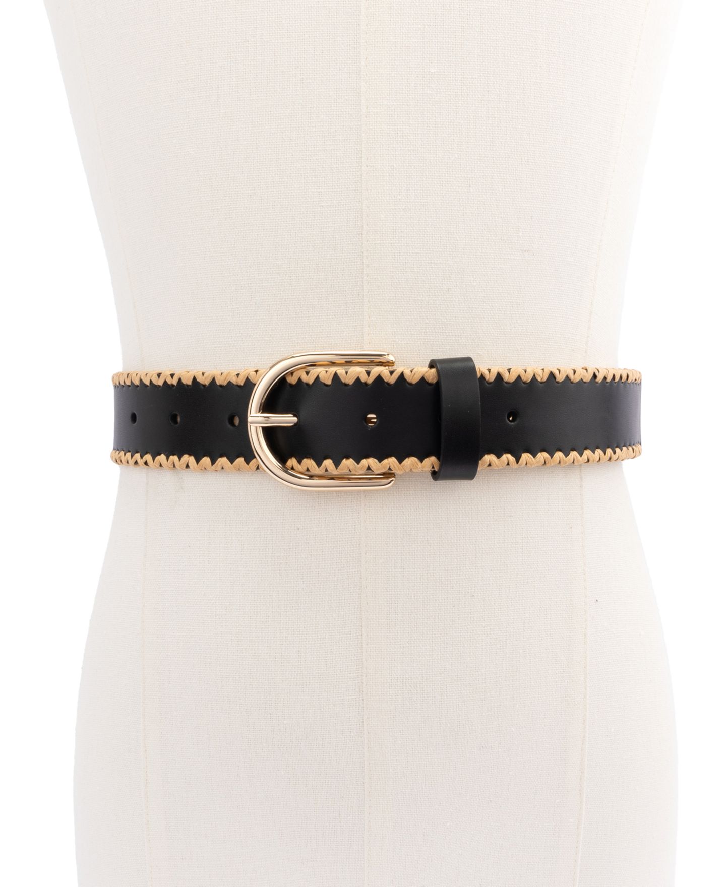 Женский ремень kate spade new york 35mm Straw Edge Belt, цвет: Чёрный — фото 4