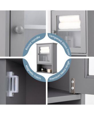 Wall Mounted Bathroom Cabinet Storage Organize Hanging Medicine Adjustable Shelf