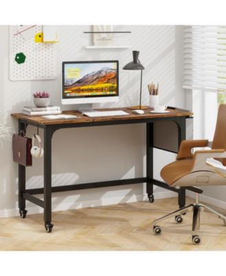 48 Inch Rolling Computer Desk with Metal Frame for Home Office