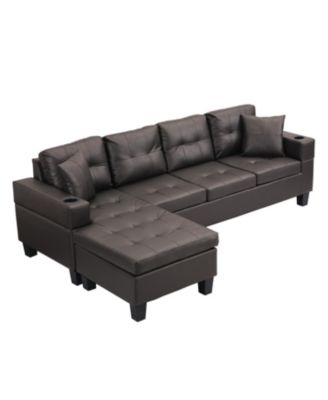 Streamdale Modern Chaise Sectional (4-Seater, Chocolate Brown)
