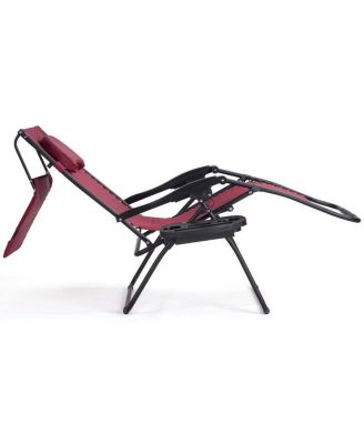 Folding Recliner Zero Gravity Lounge Chair W/ Shade Canopy Cup Holder