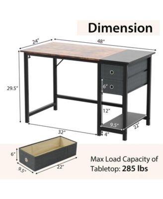 48-Inch Home Office Desk with 2 Drawers Hanging Hook