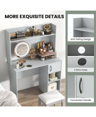 Home Office Desk with Raised Display Shelf and 2 Open Shelves