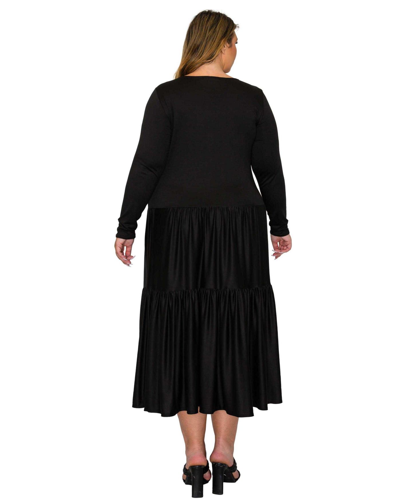 Женское платье L I V D Plus Size Eliana Tiered Midi, цвет: Чёрный — фото 3